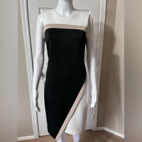 navy blue dress for baby girl Tommy Hilfiger Women's Colorblocked Asymmetrical Dress Black Size 8 main image 0